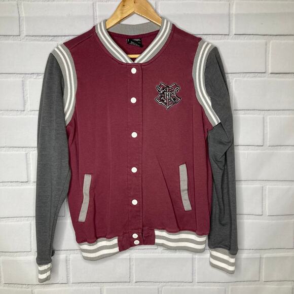 Harry Potter Hogwarts Juniors Maroon Varsity Sweater Jacket Size Large - Picture 3 of 12